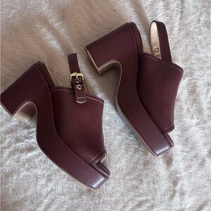 Urban Outfitters Brown Chunky Heel Mules